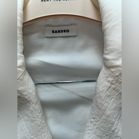 SANDRO MINI PLEATED SUIT DRESS - ECRU WHITE SIZE 6 US (38) (PREOWNED) - Picture 13 of 15